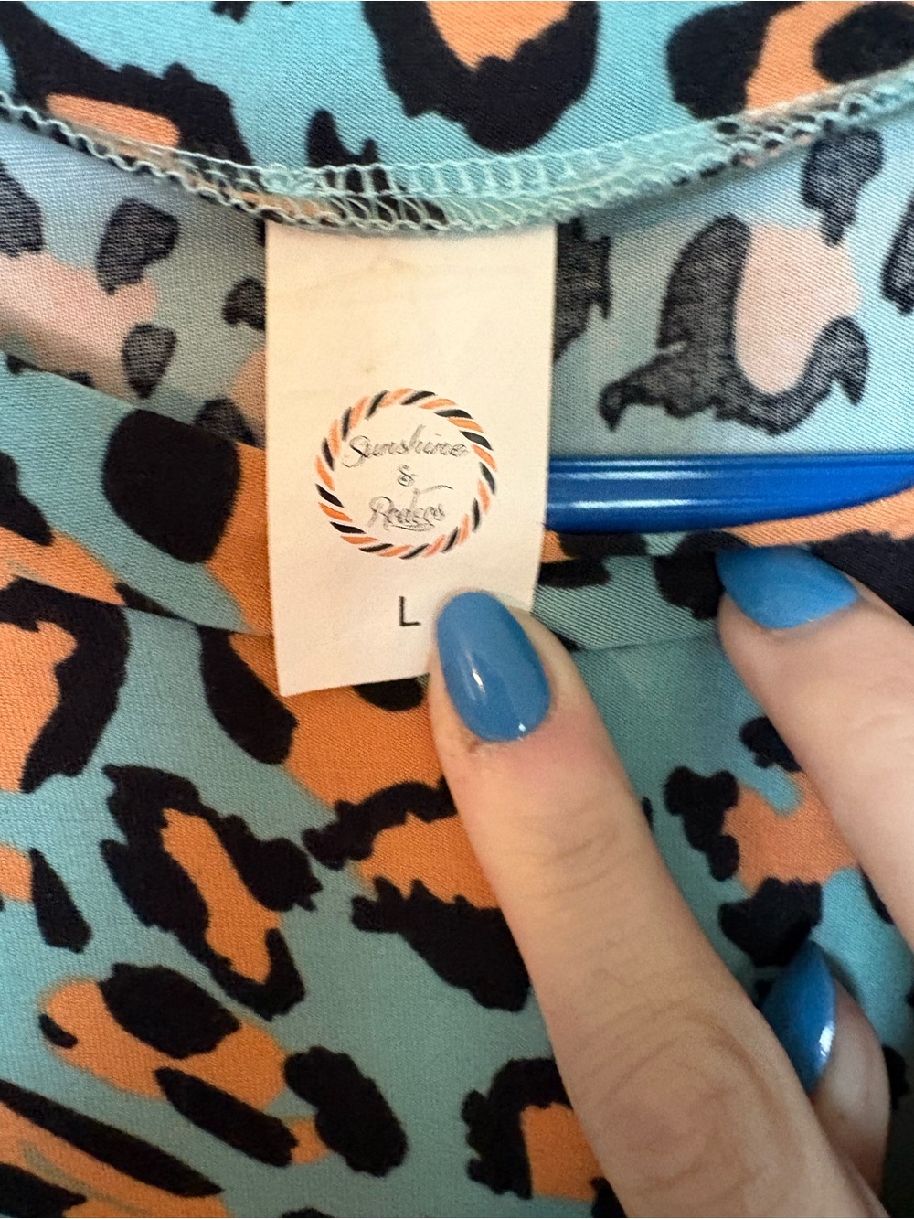 Mint Leopard Print Short Sleeve Tee with Sequin Pocket - Picture 3 of 4